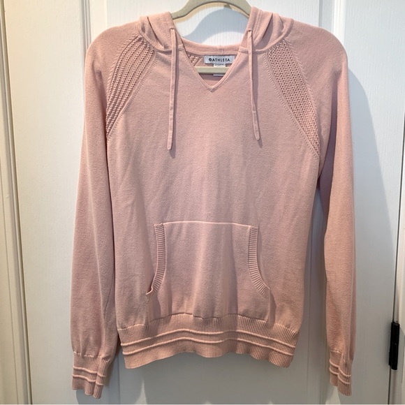 ATHLETA Blush Pink Evergreen Knit Hoodie with Pocket Size S/P - Picture 4 of 14